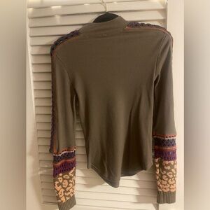 FREE PEOPLE Switch It Up Cuff Thermal Mock Neck Army Green - Size Sm…